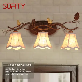 SOFITY Модерен Ретро Стенен тела-аплици LED Creative Bird Decor Огледален Лампа за дома, хол, спалня, Прикроватной нощни шкафчета, коридор