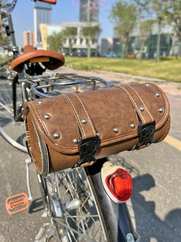 Велосипедна Ретро Подвесная чанта чанта за напречни греди за планински велосипед Материал PU Universal чанта за каране на велосипед багажник Аксесоари за велосипеди