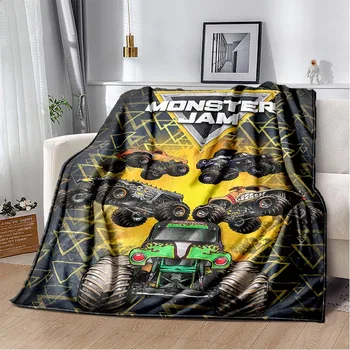 Чудовище Трак Топло фланелевое Коварен одеяло с класически дизайн на Monster Jam, джобно одеяло, за дома, за пътуване, за Офиса по време на обедната почивка