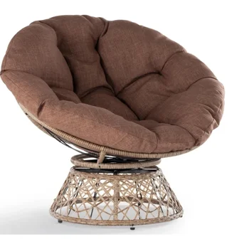 В основата на Bme Cinnamon Мока - Brown, Стоманена рамка, висока размери, Ергономичен Сплетен стол Papasan с мека възглавница от дебел плат