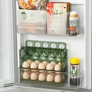 Кутия за съхранение на яйца, Рафтове за съхранение на страничните врати на хладилника, Специален кухненски тава за яйца, Кутия за съхранение на пресни продукти, Сгъваема кутия за яйца, удобна
