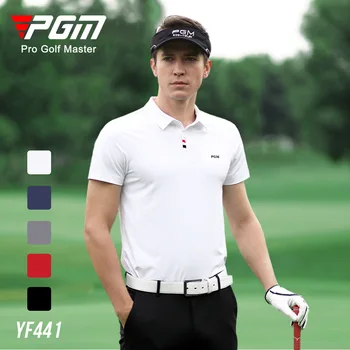 Облекло за голф PGM, мъжка лятна дишащи дрехи, фланелка с къси ръкави, Бързосъхнеща функционална тъкан, мъжки облекла за голф