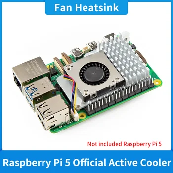 Официален активен охладител Raspberry Pi 5 Метален радиатор за охлаждане на вентилатора с регулируема скорост на въртене на радиатора за Raspberry Pi 5