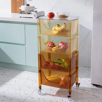 Кухненски рафт Nordic Landing, Многопластова кошница за съхранение на закуски, U-образна Откриващата Кошница за зеленчуци, Универсална поставка за Мобилни стойка за баня