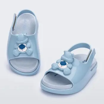 Нова детска желейная обувки Mini Мелиса За момчета и момичета, плажни обувки с мультяшными мечета на дебела подметка, летни детски мультяшные сандали MN068