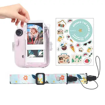 Защитна чанта за носене на съвсем малък Декоративни стикери за InstaxMini 12 Прозрачен калъф за камера за детски подарък за рожден ден