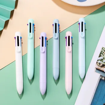 12ШТ 0,5 мм Macaron 6-цветна химикалка писалка Однотонная дръжка за студенти Многоцветен двигателят е с мазителна дръжка за момичета във формата на сърце Дръжка за лаптоп