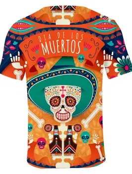 Забавна мексико тениска с черепа, Аниме, Карикатура, Денят на Независимостта на Мексико, Ден на Мъртвите, тениски за Мъже, Дамски тениски