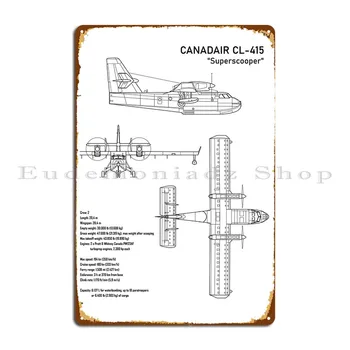 Метални табели с гидросамолетом Canadair Cl 415, хол, гараж, ръждясали кино, дизайн и твърд плакат на табела