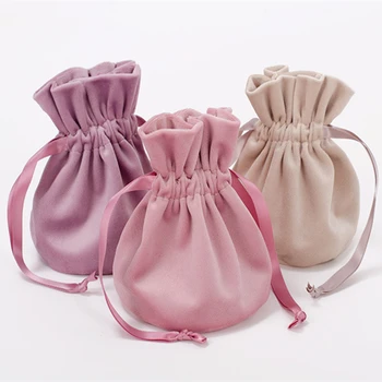 1 бр. Кадифе Красиви чанти на съвсем малък, чанти за опаковане на бижута, чанти за сватбени партита, чанти за момичета, фланелен козметични чанти за съхранение на подаръци