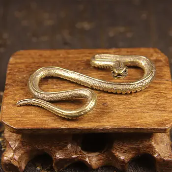 Медни латунная мини-змия Декор от антични бронзови Фигурки за украса на интериора на Десктоп украса Миниатюри от чиста мед Статуетка