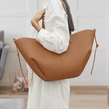 Дамски дизайнерска чанта-тоут от естествена кожа, дамски чанти, за пазаруване с голям капацитет, елегантна елегантна дамска чанта, чанта за сгъване на подмишниците