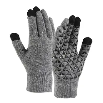 Ръкавици със сензорен екран, възли кадифе зимни ръкавици с пръсти със сензорен екран, сгъстено изолирани ръкавици за колоездене
