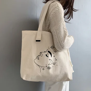 Harajuku Tumblr Line Graphic Женствена чанта за пазаруване Чанти Тъканни холщовые чанти-тоут Женски Еко торби за Многократна употреба за пазаруване през рамо