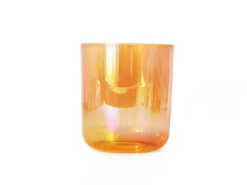 Космически Светло Оранжево Crystal Преносима Поющая Чашата Кристална ударен инструмент Музикална купа за медитация, Йога