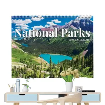 Календар на националните паркове, на 12 месеца, Забавни Декоративни Стенни календари на месец в 2024 година с изображения на национални паркове, украса за стаята за 2024 година За