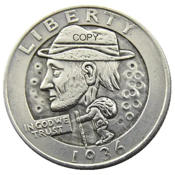 W (09) Hobo 1936 Творчески Вашингтонския четвертак долара череп зомби скелет ръчно изработени копирни монети