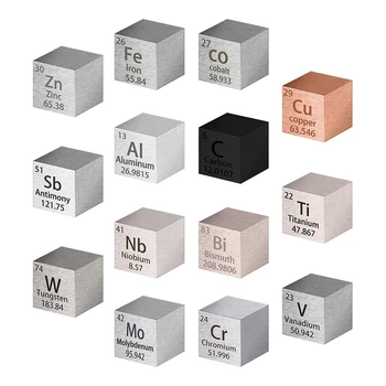 Квадратен комплект от 14 елемента Плътност 15 мм Квадрат от чист метал Периодичната таблица на Метални квадратни елементи на серия от Материал Хоби Здрав