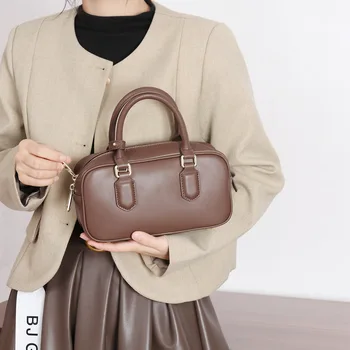 Луксозна марка чанта за подмишниците, Женствена чанта през рамо 2024, чанта за крайградски пътувания, Кожени дамски ретро чанта
