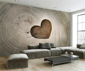 Индивидуални тапети, творчески выдолбленный 3D фон от дърво във формата на сърце за телевизор, стенопис, декорация на дома, 3d фото тапет