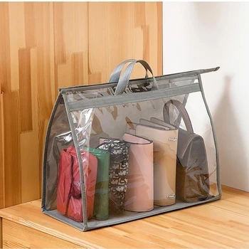 1 бр. Чанта-портфейл, прозрачна чанта за съхранение на прах, монтиран на стената окачен шкаф-органайзер, С дръжка, цип-органайзер