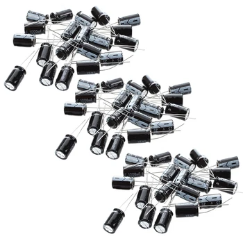 60 бр 1000 UF 25 В 105C Радиални електролитни кондензатори черно 10x17 мм