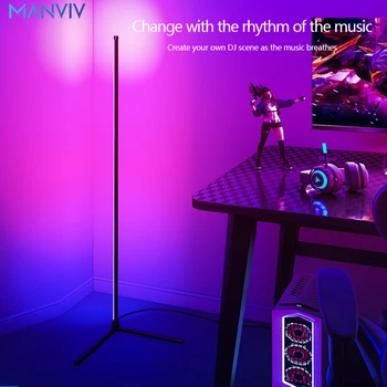 MANVIV Smart RGB под лампа Настолна лампа Атмосферни стойка с регулируема яркост с гласов контрол от приложението на Hristo за декориране на спалня и хол