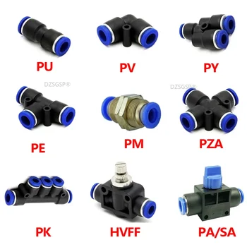 1 бр. Пневматични Изкуствени Фитинги Директно тип T/Y/L/ За Маркуч за Подаване на въздух/Вода и Connector Тръба от 4 до 16 мм ПУ/PV/PY/PE/PM/PZA/PK/HVFF/PA