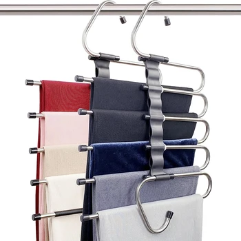 Закачалки за панталони Спестяване на пространство - 2 опаковки за кабинет, многослоен, мулти-функционални, издръжливи, лесни за използване