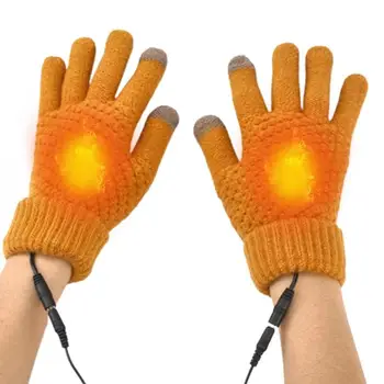 През зимата момичета, жени електрически ръкавици ръкавици с подгряване, пълен пръст топли USB акумулаторни сензорен екран възли ръкавици топло за ръце