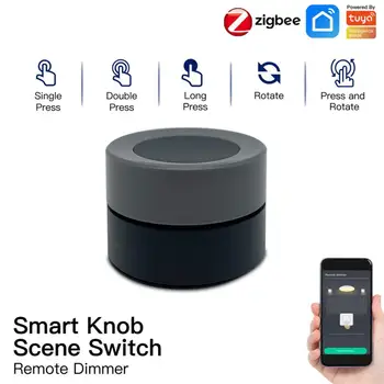 Sasha ZigBee Smart Knob Switch Безжична бутон за превключване на сцената Контролер Скрипт за автоматизация, захранван от батерии Устройство, приложение Smart Life