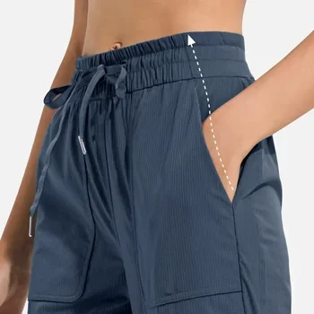 Дамски спортни панталони Lulu със средна талия от фин дишаща материя Свободно, намаляване, панталони за джогинг с джобове, панталони за фитнес и йога