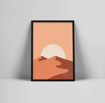 Арт принт Розови Пясъчни Дюни | Абстрактен Арт-Плакат на Пустинята | Илюстрация С Принтом Пустинята Минималистичен | Бохо Sun Art | Color Blo FeatCol