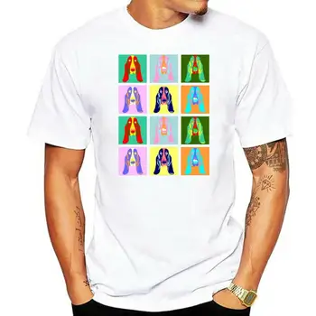 Тениска с Басет хаундом, риза в стил поп-арт, мъжки памучен тениска с принтом, къс ръкав, 5x Хубава плажна риза