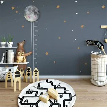 Обичай Скандинавски cartoony мечка Луната Тапети 3D Стенопис Тапети за Детска Стая Боядисване на хол, декориране на дома Етикети