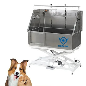 Ветеринарна вана Aeolus за домашни любимци / грижа за кучета от неръждаема стомана, вана за къпане на домашни любимци от неръждаема стомана с възможност за сгъване рампа