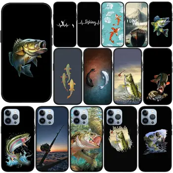 Калъф за Телефон Fly Trout Carp Fishing Rod Fish за Apple iPhone 15 14 Плюс 12 13 Mini Pro Max XR + 13Pro 14 + 15 + Калъф