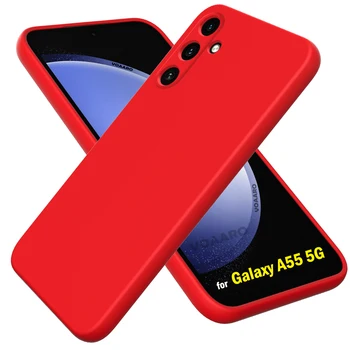 Защитен Калъф за Samsung Galaxy A35 5G Мек Течен Силиконов Калъф за Samsung A35 Case устойчив на удари Силиконов Калъф с Каишка