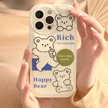 Калъф Happy bear rich shell за iphone 13 pro max 12 mini 7 8 14 plus pro max xsmax x xr модел от картун делото за телефон