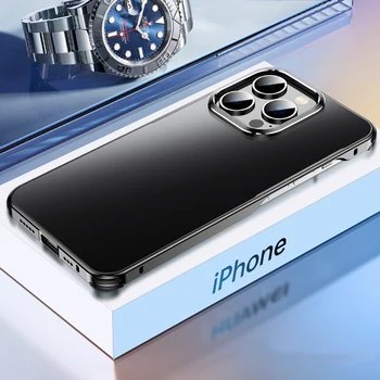 За iPhone 14 15 Pro Max Метален корпус от алуминиева сплав, ультратонкая защитно фолио за iphone Pro 15 оригиналния цвят, задната част на кутията на телефона