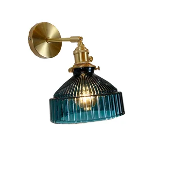 Стенен лампа от скандинавския витражного стъкло с превръщането осветление Модерни Месингови аплици Нощно шкафче за спалнята Огледало за антре Интериор Лампа за дома