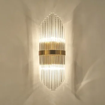 Креативен скандинавски кристална стена лампа post modern нощна лампа спалня хол преминаването на кристалната декоративен стенен лампа