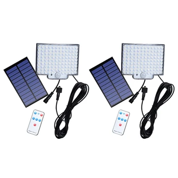 На слънчева светлина 106LED Прожектори С Датчик за Движение На Слънчевата Енергия С Дистанционно Управление, Led Слънчеви Стенни Лампи, 2 опаковки