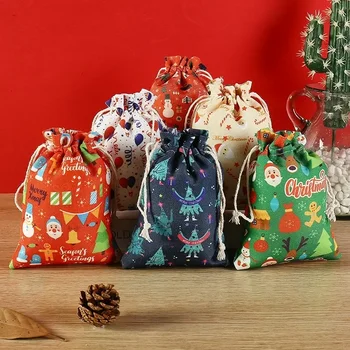 Подаръчен пакет, за декорация на коледното парти, Коледен пакет за бонбони Apple, красив органайзер за подаръци, малка платнена торбичка