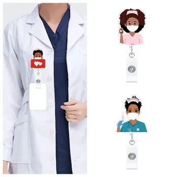 1бр Нов cartoony медицински разтегателен държач за карти със завъртане на 360 °, макара за бейджа, медицинска сестра, изложба Enfermera, поименна карта за момичета и момчета