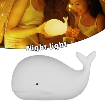 Скъпа нощна светлина с китове за деца, многоцветен силиконова настолна лампа, подаръци за рожден Ден, атмосфера, нощни лампи, декорации за дома в стаята.