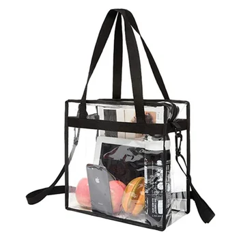 Прозрачни торбички от PVC, квадратна чанта за съхранение сверхбольшой капацитет, преносима чанта през рамо, Преносим чанта за пазаруване с прозрачно лого, Totebag