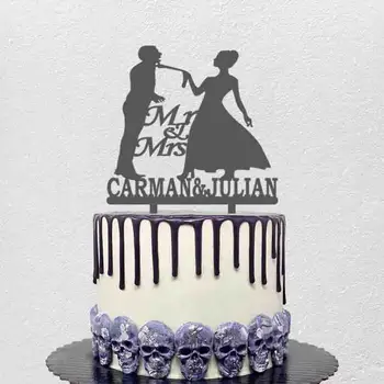 Индивидуални имена на двойки, Булка, вратовръзката на младоженеца, Жалко Младоженеца, Забавен topper за сватбена торта За украса на торта за сватбени партита