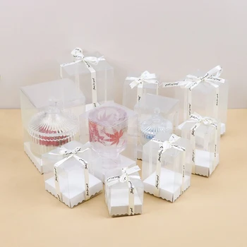 Ароматерапевтическая Свещ Опаковане На Подарък Кутия Прозрачна Пластмасова Cupcake Бонбони Ябълка Кутия За Подаръци Сватба Събитие Сам Занаятите Подарък Калъф