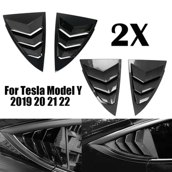 2 ЕЛЕМЕНТА етикети на задната треугольное прозореца на колата за Tesla, Модел Y 2019 20 21 22 Декор щори, шторка, козирка, автомобилни аксесоари